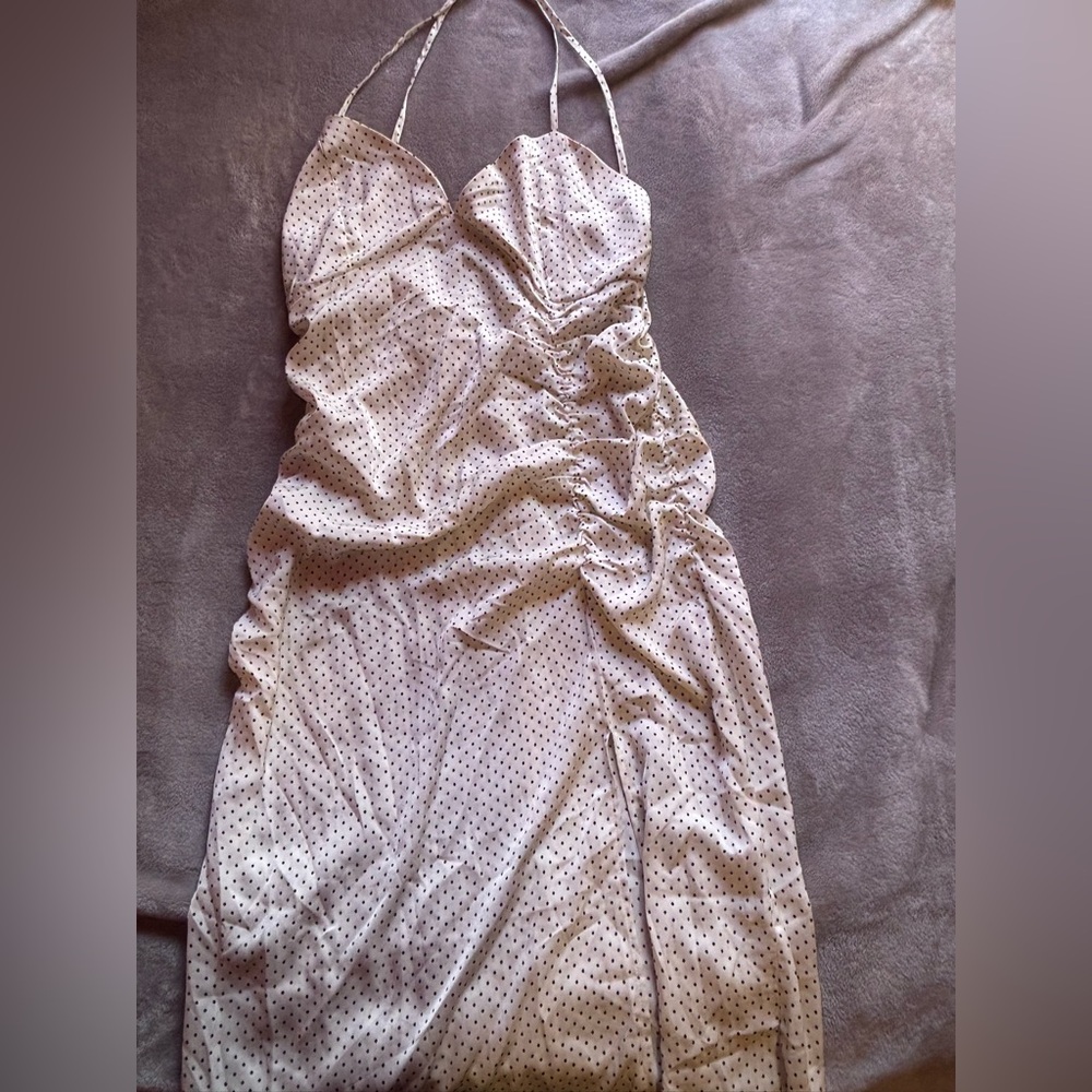 Missguided+ Cream Ruched Mini Slip Dress